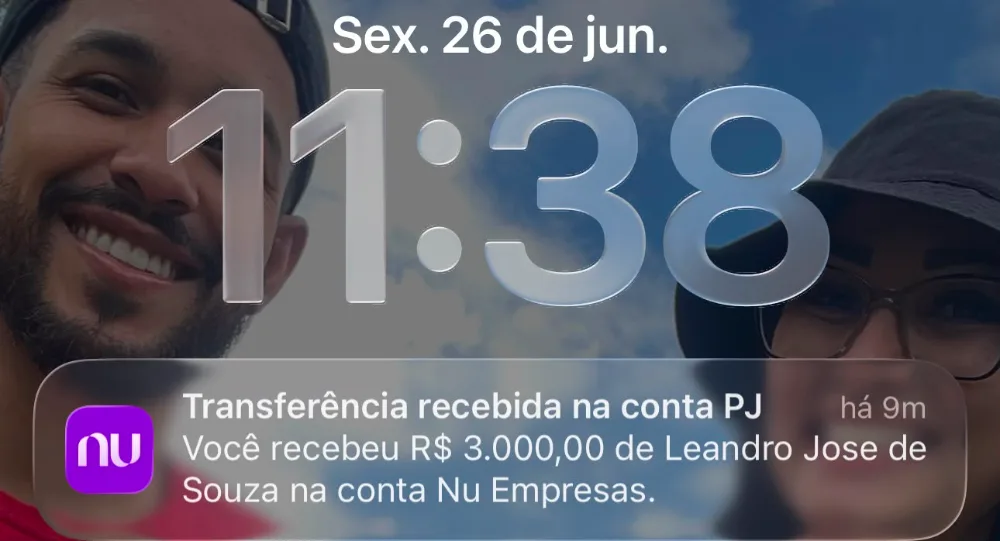 Transferência recebida de R$ 3.000