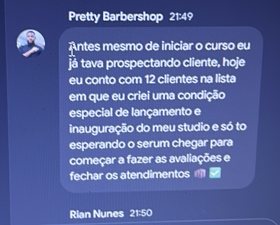 Depoimento: aluno vendeu para 7 clientes e um total de R$ 5.800