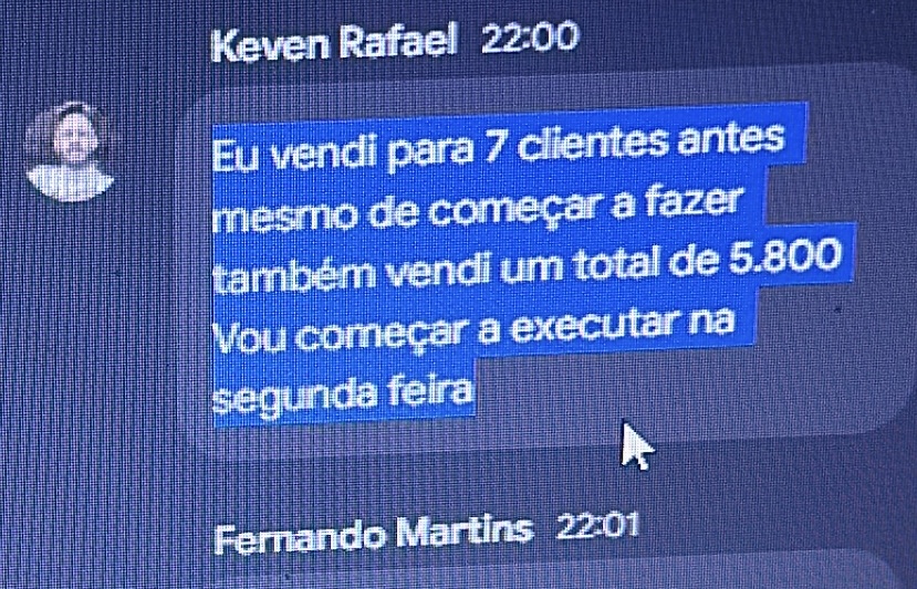 Depoimento: aluno elogiando o curso e o módulo dos primeiros 3K